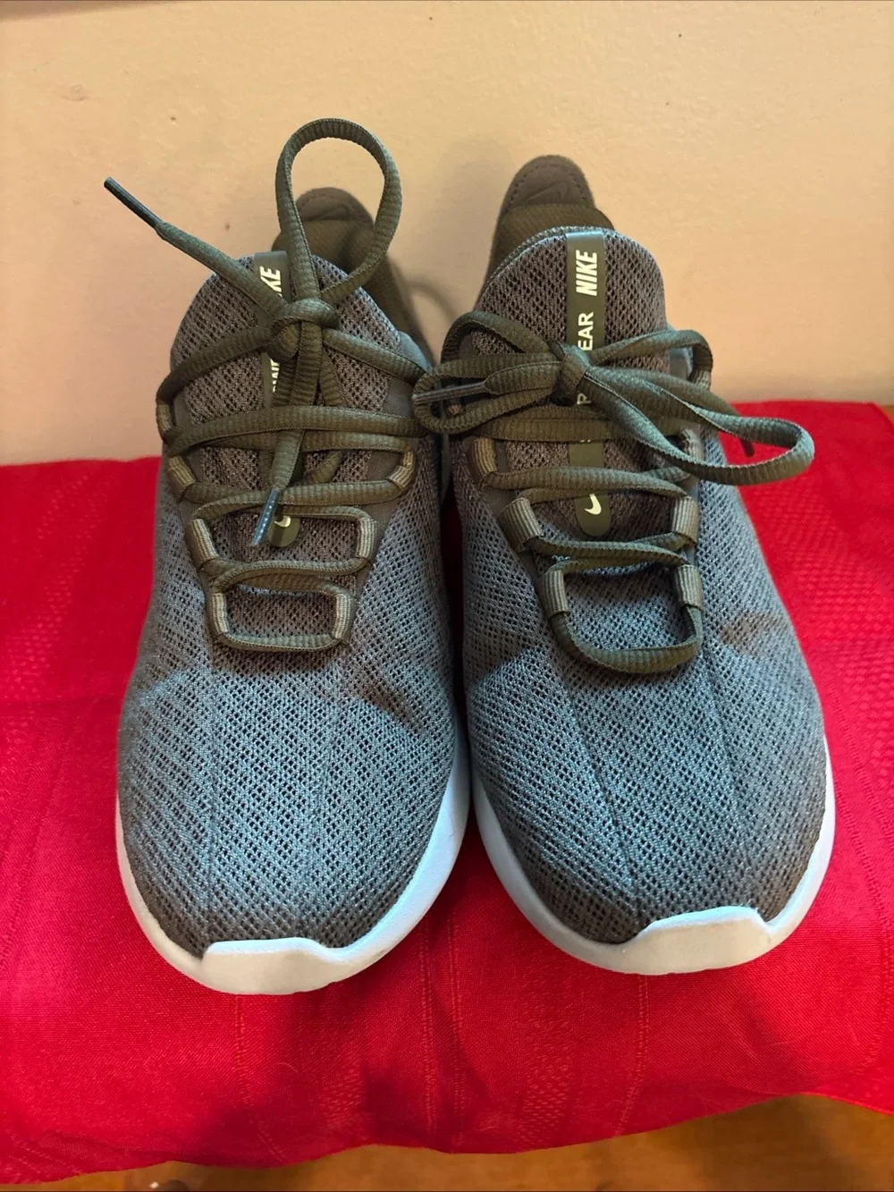 Nike olive green  Mesh Sneakers with White Sole